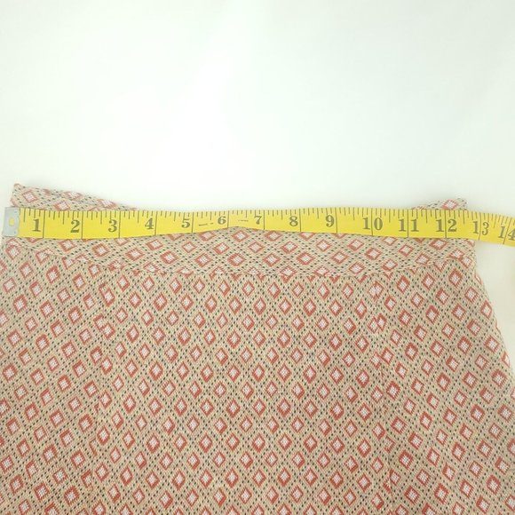 Vintage Womens Light Beige Geometric Flat Front Side Zip Handmade A Line Skirt - Picture 7 of 12